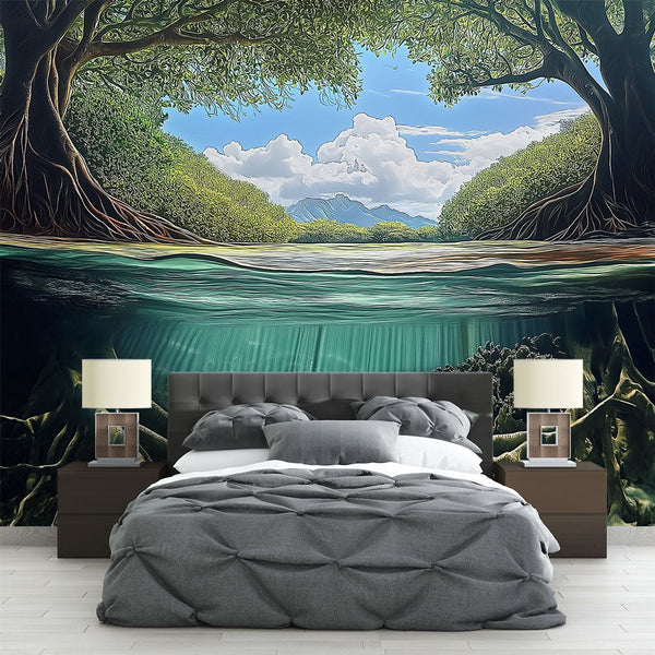 Mangrove Wallpaper | Underwater Tree Roots Wall Mural