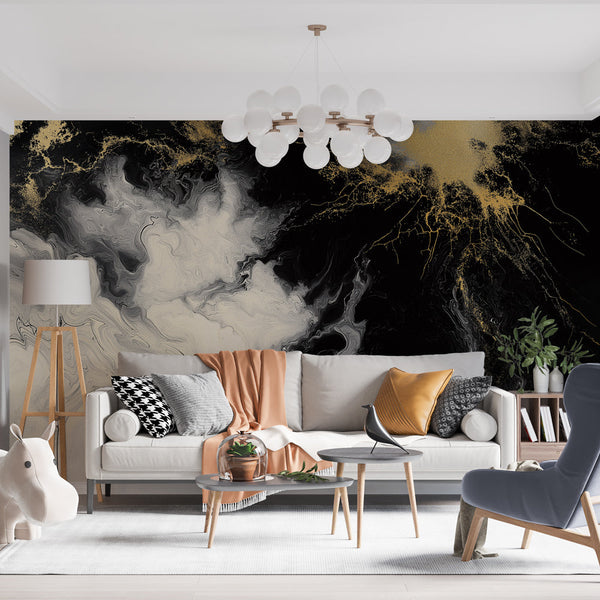 Marble Wallpaper | Design abstract black white gold