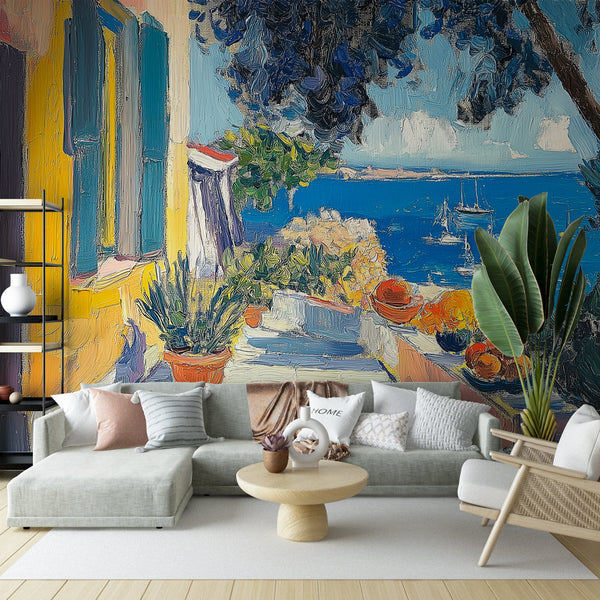 Marine Wallpaper | Sunlit Seaside Promenade Mural