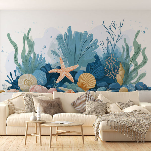 Marine Wallpaper | Underwater Scene With Corals and Shells