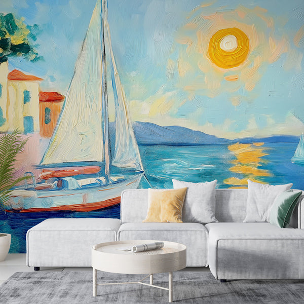Maritime Wallpaper | Sailboats Under Brilliant Sun