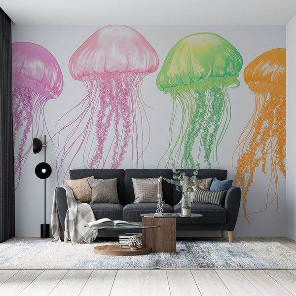 Colourful Jellyfish Wallpaper | Vivid Aquatic Pattern Mural