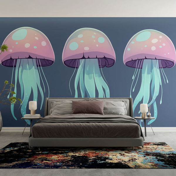 Jellyfish Wallpaper | Playful Watercolour Jellyfish Mural