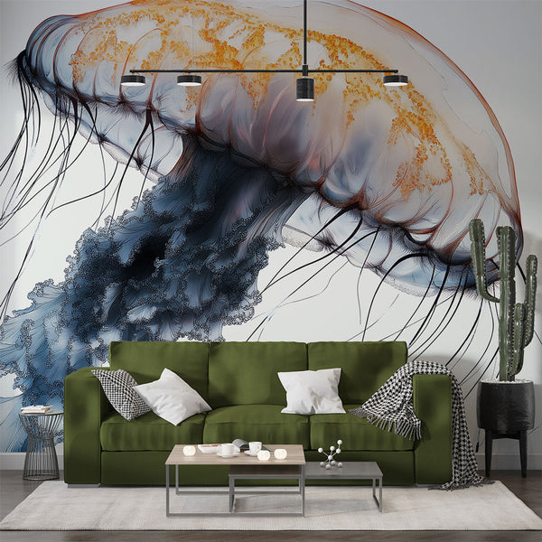 Jellyfish Wallpaper | Dazzling Coloured Medusa on White