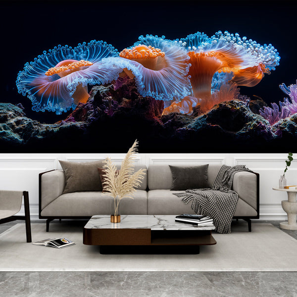 Glowing Jellyfish Wallpaper | Vibrant Marine Wall Mural