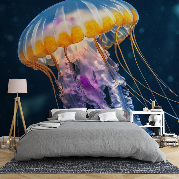 Jellyfish Wallpaper | Elegant Glowing Medusa on Ocean Floor
