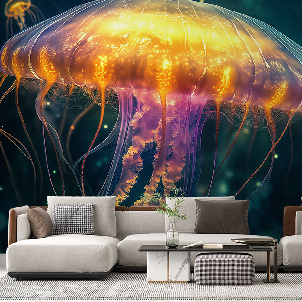 Jellyfish Wallpaper | Iridescent Aquatic Glowing Medusas