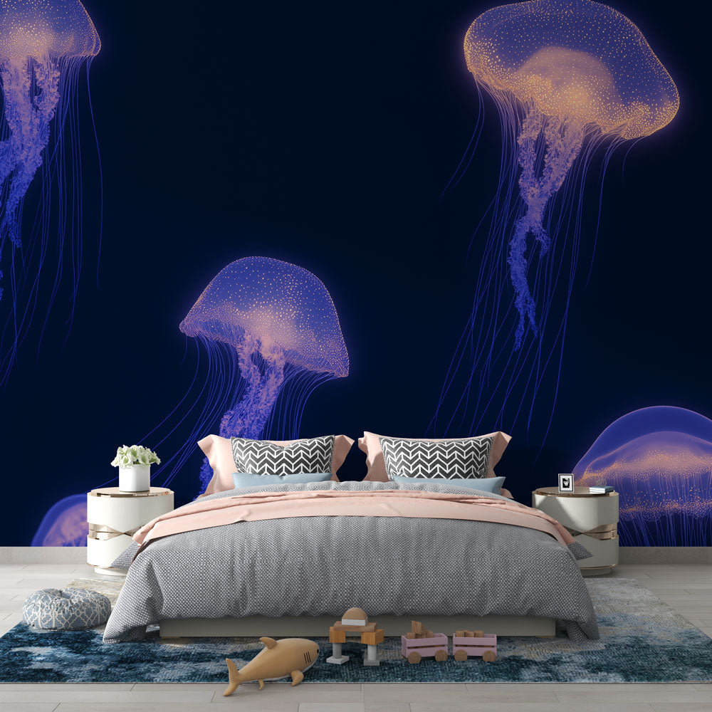 Jellyfish Wallpaper | Luminous Jellyfish Floating in Dark