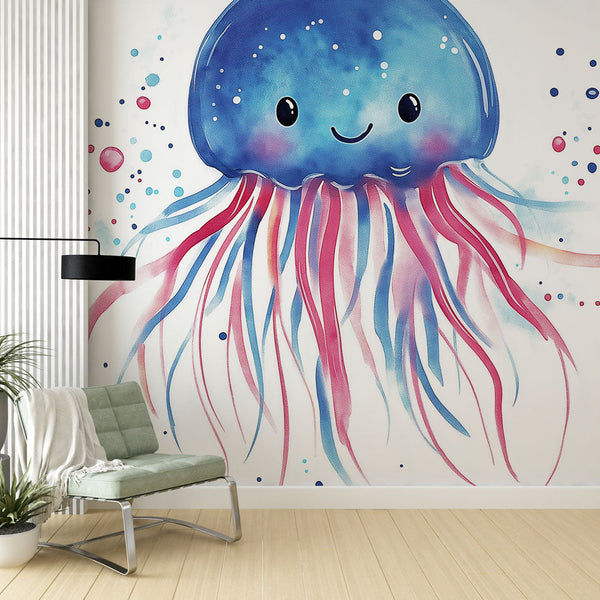 Jellyfish Wallpaper | Watercolour Smiling Medusa Mural
