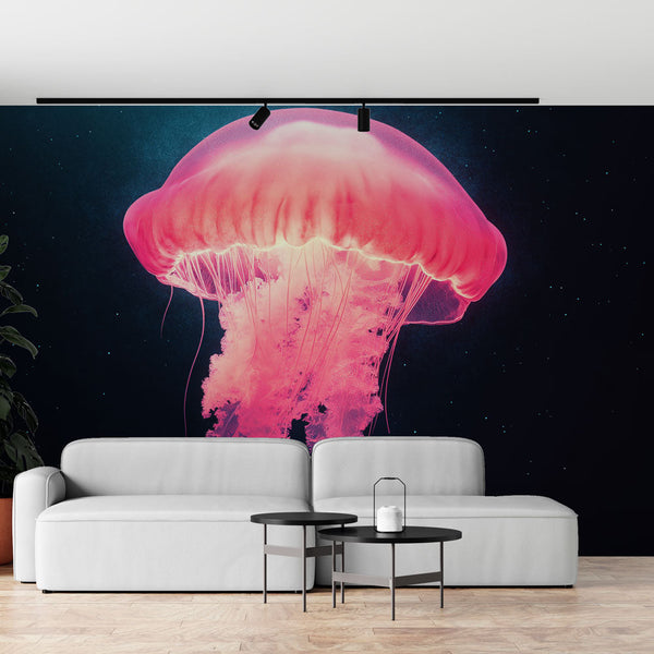 Jellyfish Wallpaper | Artistic Glowing Pink Medusa Print