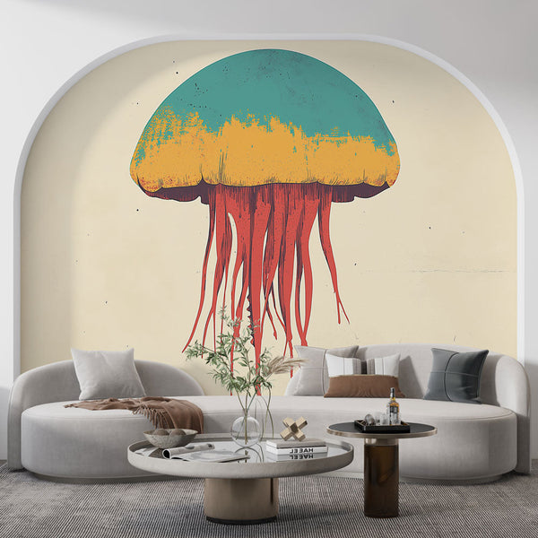 Jellyfish Wallpaper | Colourful Floating Jellyfish Mural