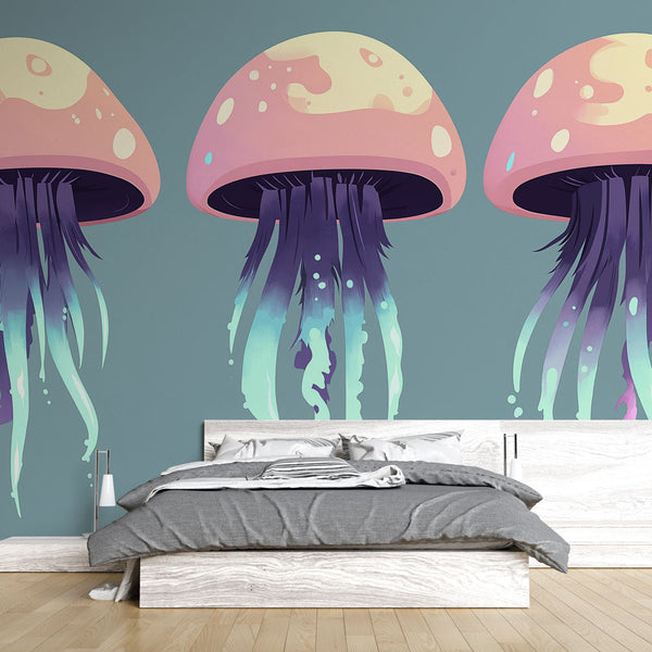 Jellyfish Wallpaper | Colourful Modern Jellyfish Mural