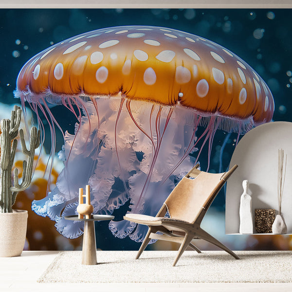 Jellyfish Wallpaper | Coloured Medusa with Aquatic Details