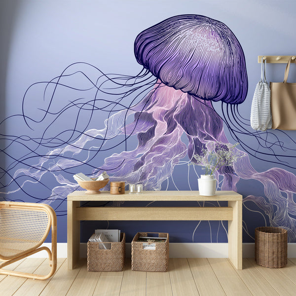 Jellyfish Wallpaper | Elegant Violet Gradient on Blue