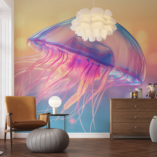 Jellyfish Wallpaper | Luminescent Medusa on Pastel Sky