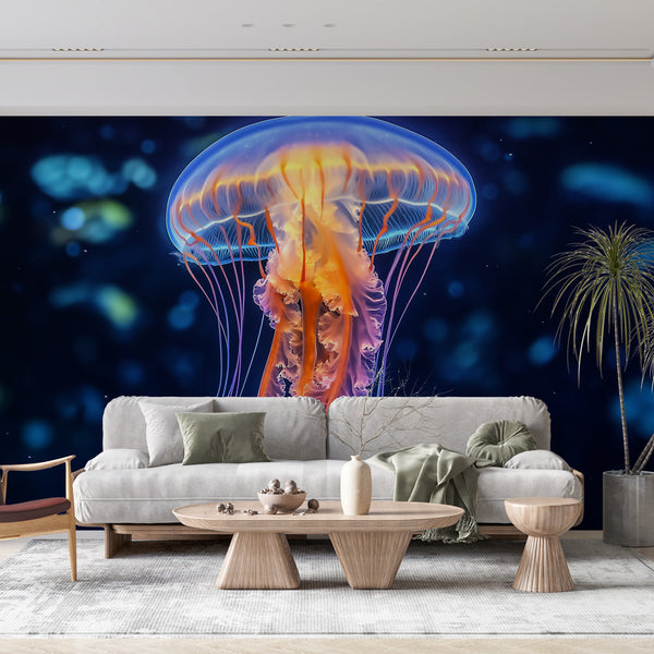 Jellyfish Wallpaper | Glowing Jellyfish in Pink and Orange Tones