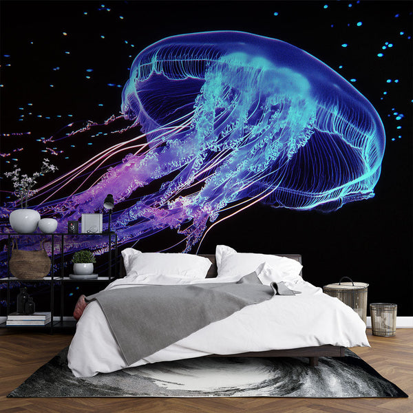 Jellyfish Wallpaper | Glowing Medusa in Blue and Violet