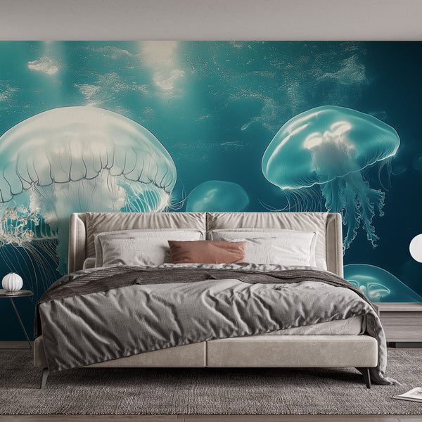 Jellyfish Wallpaper | Luminous Jellyfish in Turquoise Sea