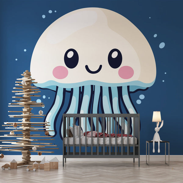 Jellyfish Wallpaper | Cute Smiling Medusa in Soft Tones