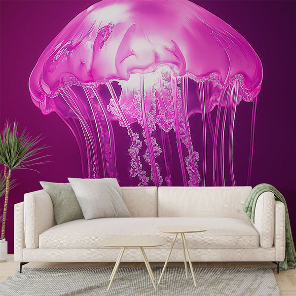 Jellyfish Wallpaper | Glowing Pink Medusa on Violet