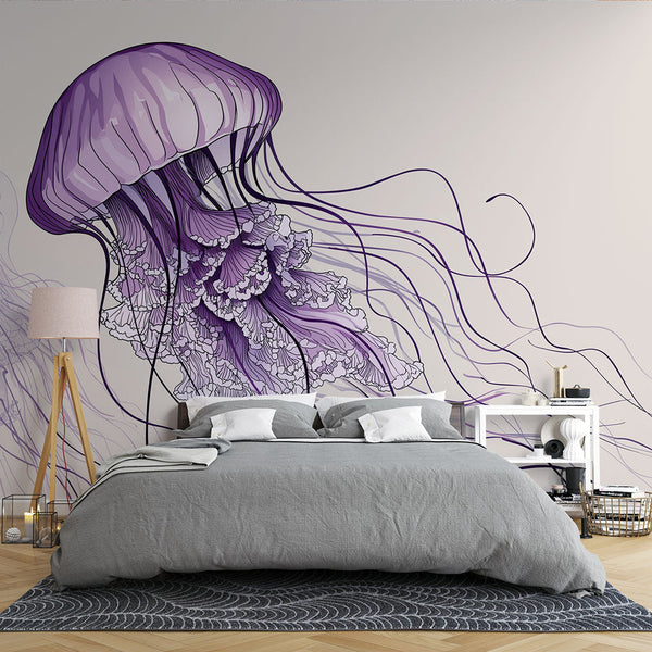Jellyfish Wallpaper | Violet Jellyfish with Delicate Detail