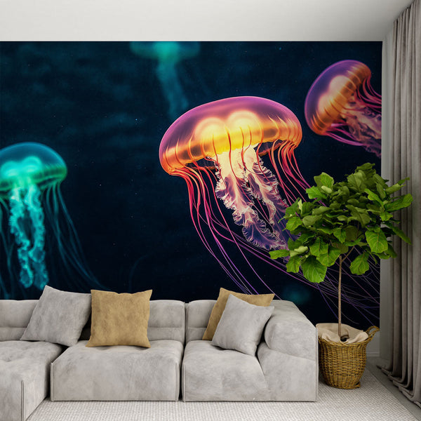 Jellyfish Wallpaper | Glowing Colourful Marine Medusas