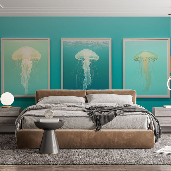 Luminous Jellyfish Aquatic Wallpaper Wall Mural
