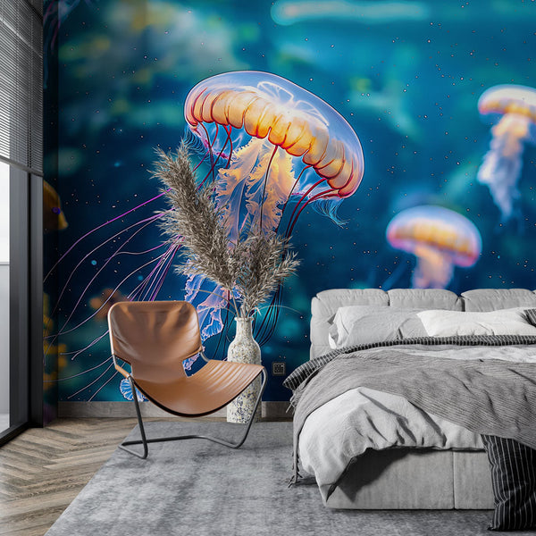 Jellyfish Wallpaper | Colourful Jellyfish in Turquoise Ocean