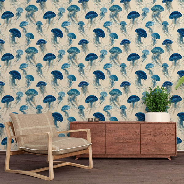 Jellyfish Wallpaper | Blue Jellyfish in Ocean Shades
