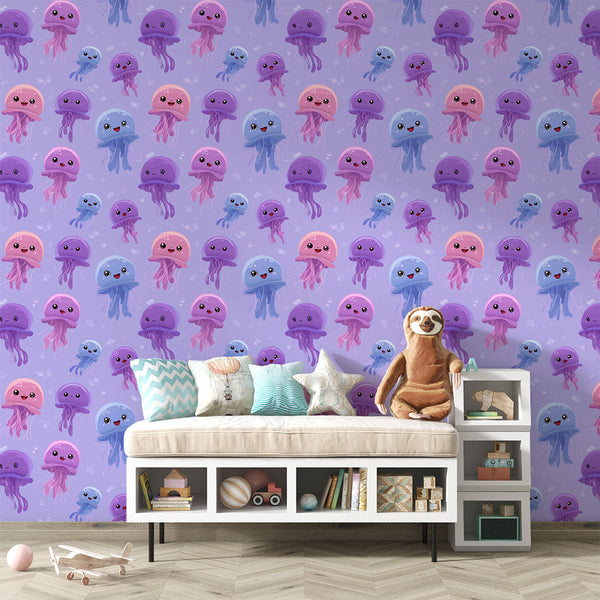 Jellyfish Wallpaper | Kawaii Jellyfish on Soft Purple