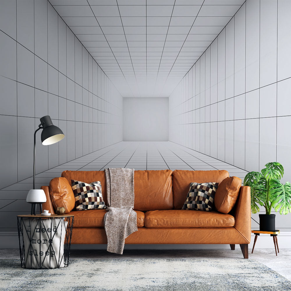 Minimalist Wallpaper | Black White Geometric Grid Wall Mural