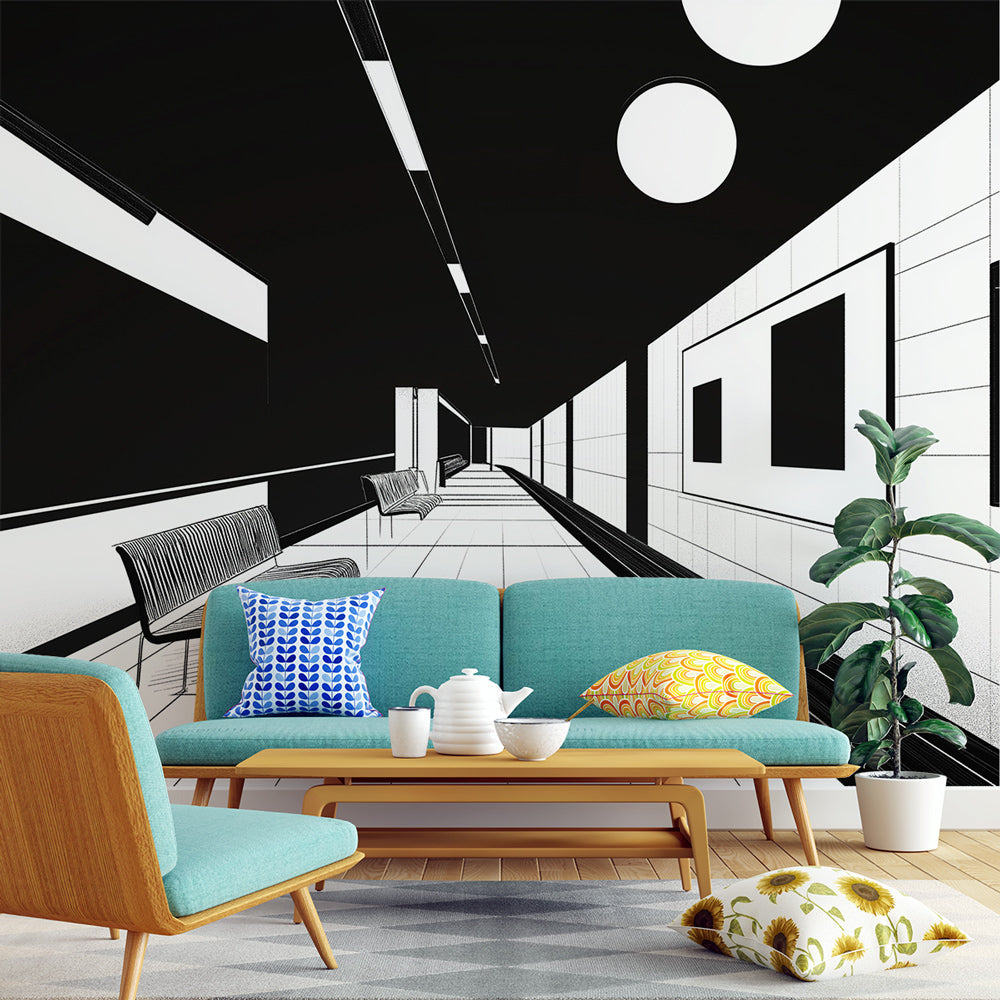 Monochrome Architecture Wallpaper | Black White Wall Mural