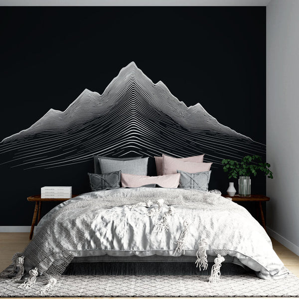 Abstract Mountain Wallpaper | White Peaks on Black
