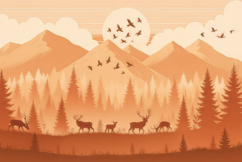 Baby Mountain Wallpaper | Terracotta Fir Animals Mural