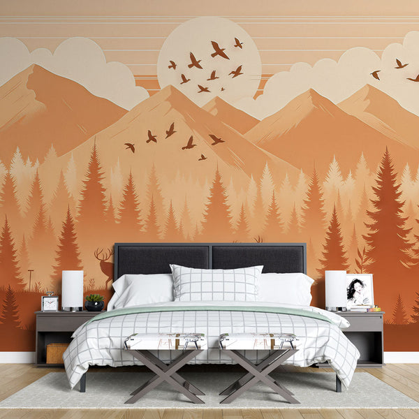 Baby Mountain Wallpaper | Terracotta Fir Animals Mural