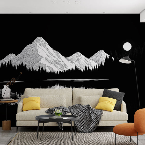 Black and White Mountain Wallpaper | Calm Mystery
