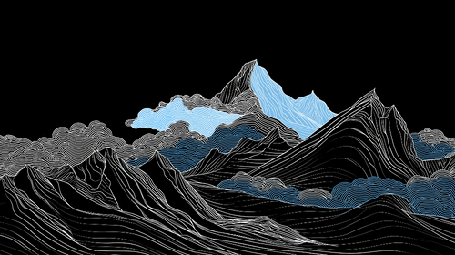 Abstract Mountain Wallpaper | Minimalist Black, White and Blue