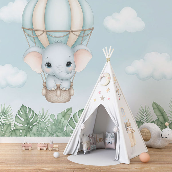 Hot Air Balloon Wallpaper | Elephant Jungle Wall Mural