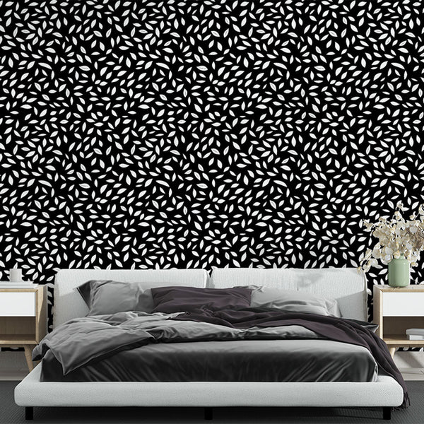 White Leaf Wallpaper | Elegant Botanical on Black