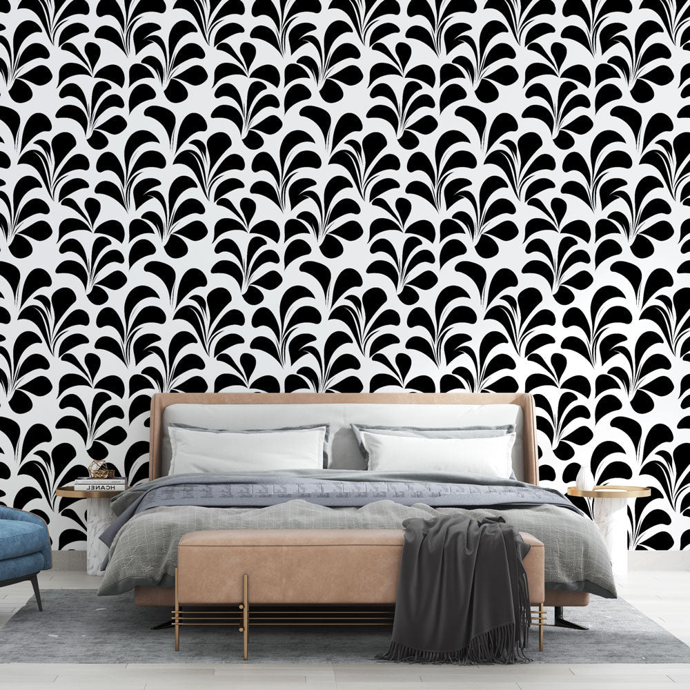 Black & White Floral Wallpaper | Stylised Blooms