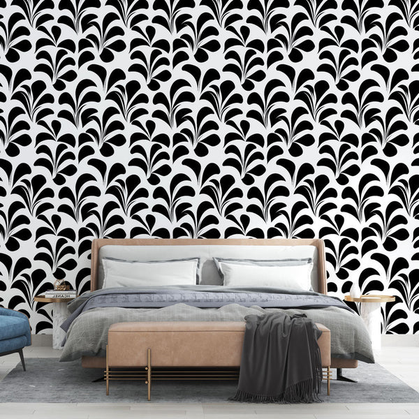 Black & White Floral Wallpaper | Stylised Blooms