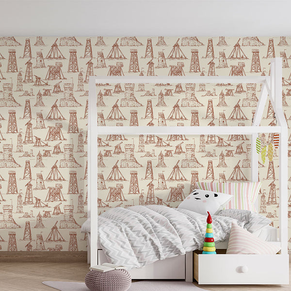 Industrial Wallpaper | Vintage Towers and Infrastructure Motif
