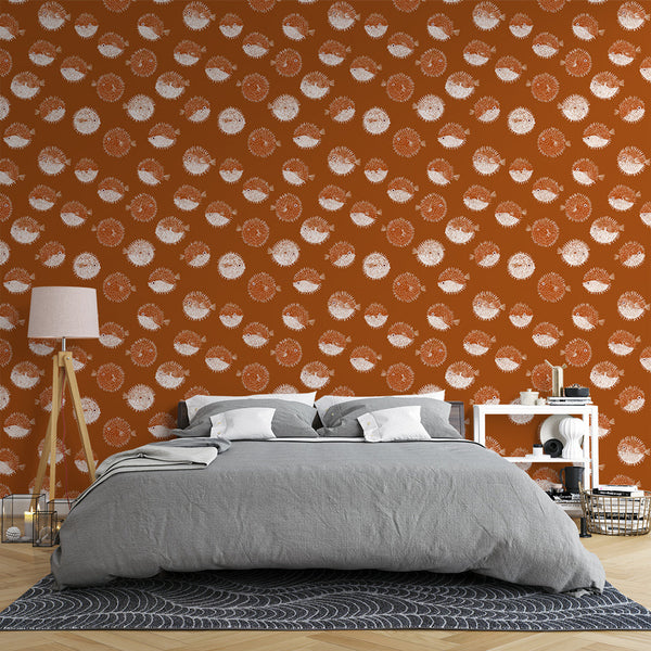 Fish and Sea Urchin Wallpaper | Ochre Coastal Wall Mural