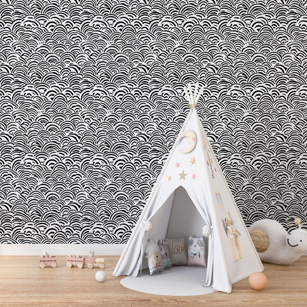 Wavy Wallpaper | Black and White Graphic Wave Design