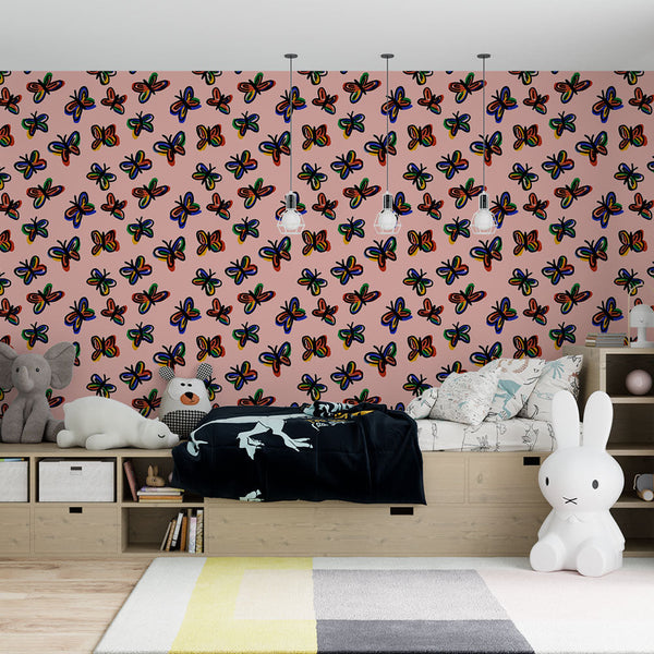 Butterfly Wallpaper | Colorful Butterflies on Tender Pink