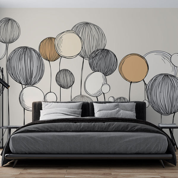 Circle Wallpaper | Black, White and Caramel Wall Mural