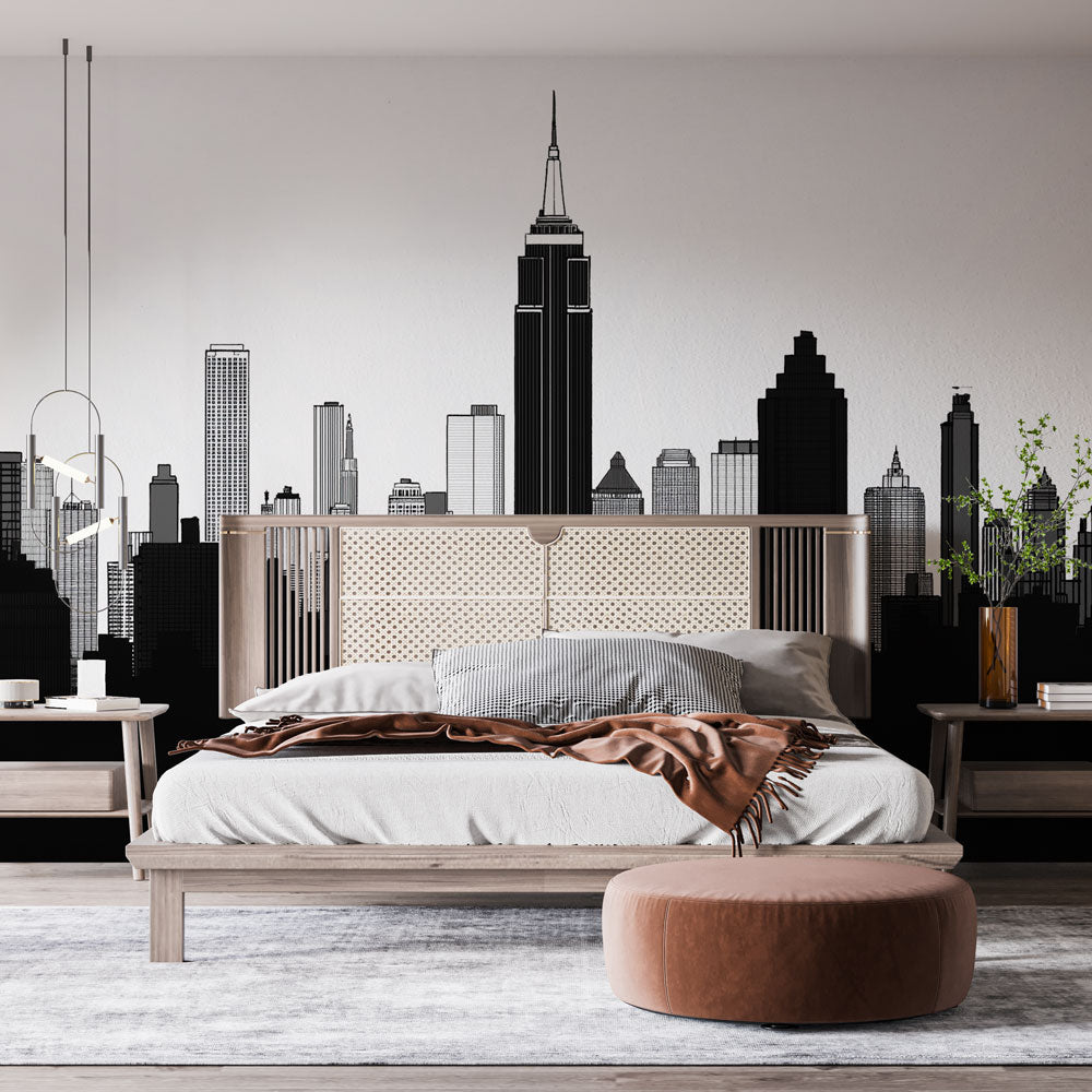New York Empire Skyline Wallpaper | Black White Mural