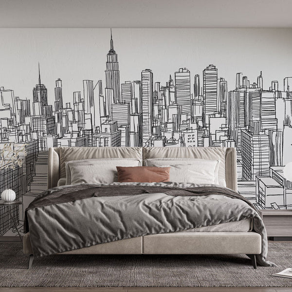 Graphic New York Wallpaper | Modern Skyline Wall Mural