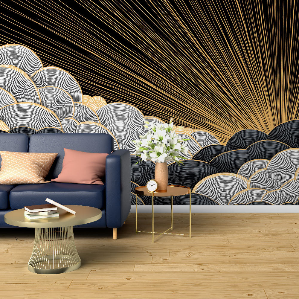 Golden Cloud Wallpaper | Black, White and Gold on Dark