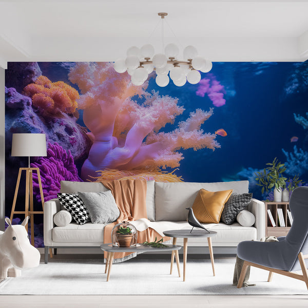 Ocean Wallpaper | Vibrant Coral Wall Mural